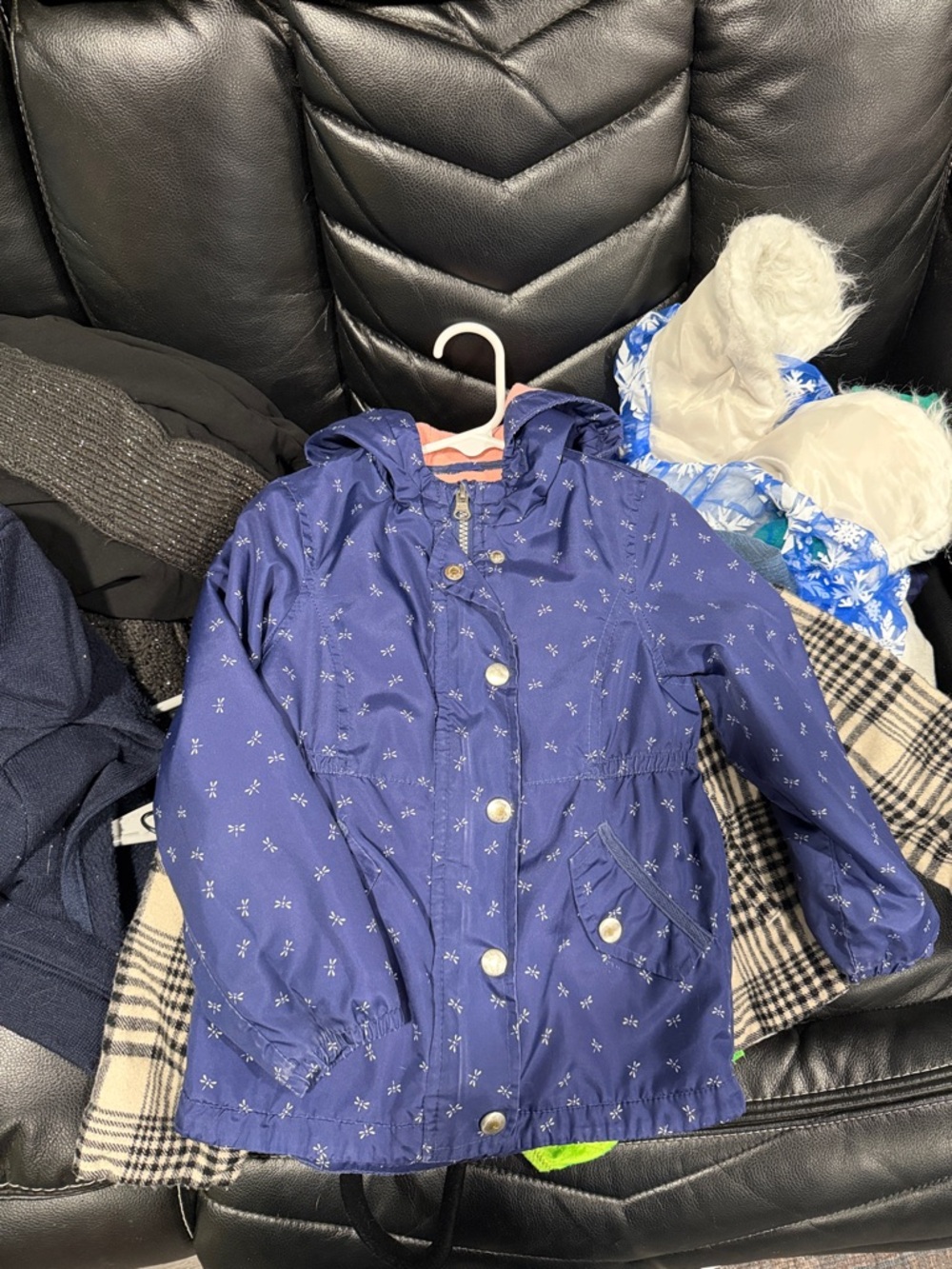 Carter's Navy Hooded Raincoat with Tiny Star Accent